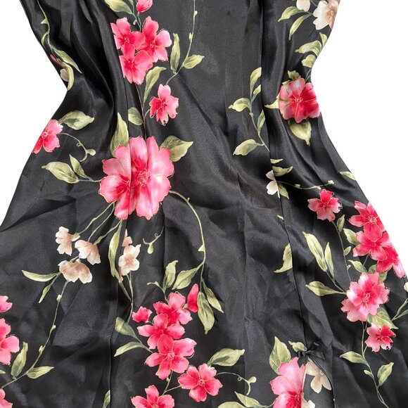 Bay Studio Sleepwear Floral Lace Trim Bow Satin Mini Slip Dress Black S Coquette - Picture 5 of 13